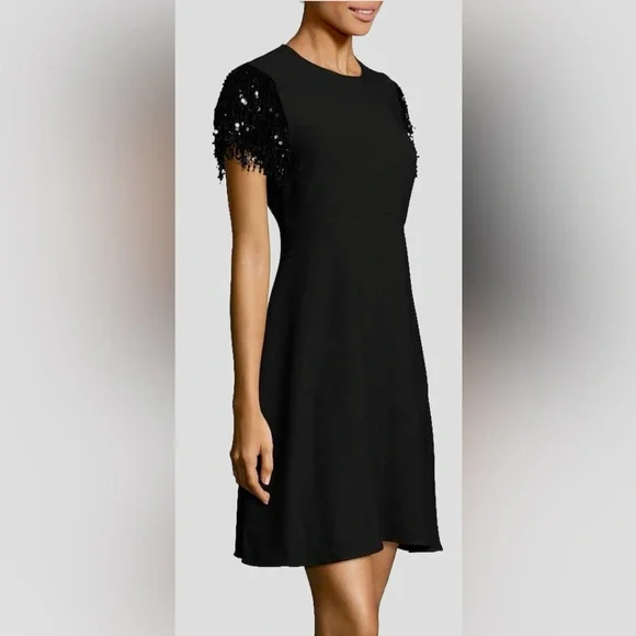 KATE SPADE NWOT Sequin Fringe Black Swing Dress Size 0 - Picture 4 of 15